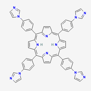 Chemical structure of 5,10,15,20-Tetrakis(4-(1H-imidazol-1-yl)phenyl)porphyrin