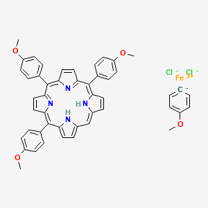 Chemical structure of 5,10,15,20-Tetrakis(4-methoxyphenyl)-21H,23H-porphine iron(iii) chloride