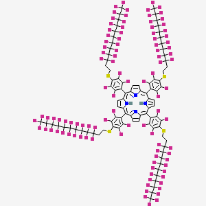 Chemical structure of 5,10,15,20-Tetrakis[4-(1'H,1'H,2'H,2'H-perfluorododecylthio)-2,3,5,6-tetrafluorophenyl] porphyrin