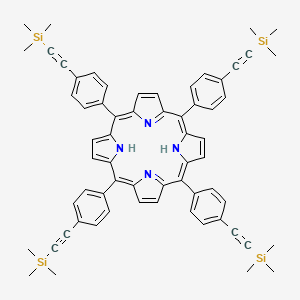 Chemical structure of 5,10,15,20-Tetrakis[4-[2-(trimethylsilyl)ethynyl]phenyl]-21H,23H-porphine