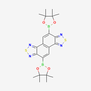 Chemical structure of 5,10-Bis(4,4,5,5-tetramethyl-1,3,2-dioxaborolan-2-yl)naphtho[1,2-c:5,6-c']bis([1,2,5]thiadiazole)