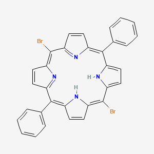 Chemical structure of 5,15-Dibromo-10,20-diphenylporphine