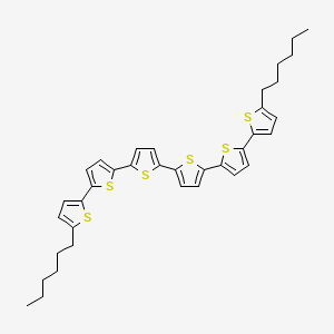 Chemical structure of 5,5'''''-Dihexyl-2,2':5',2'':5'',2''':5''',2'''':5'''',2'''''-sexithiophene