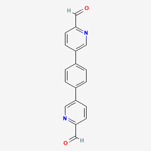 Chemical structure of 5,5'-(1,4-Phenylene)dipicolinaldehyde