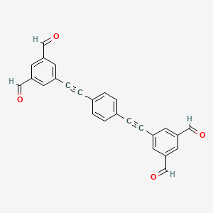 Chemical structure of 5,5'-(1,4-Phenylenebis(ethyne-2,1-diyl))diisophthalaldehyde