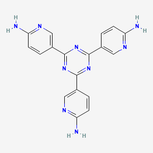 Chemical structure of 5,5',5''-(1,3,5-Triazine-2,4,6-triyl)tris(pyridin-2-amine)