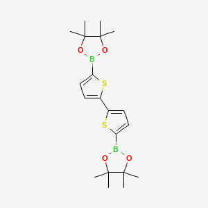 Chemical structure of 5,5'-Bis(4,4,5,5-tetramethyl-1,3,2-dioxaborolan-2-yl)-2,2'-bithiophene