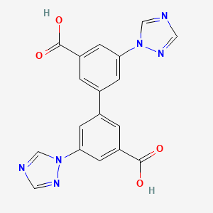 Chemical structure of 5,5'-Di(1H-1,2,4-triazol-1-yl)-[1,1'-biphenyl]-3,3'-dicarboxylic acid