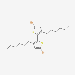 Chemical structure of 5,5'-Dibromo-3,3'-dihexyl-2,2'-bithiophene