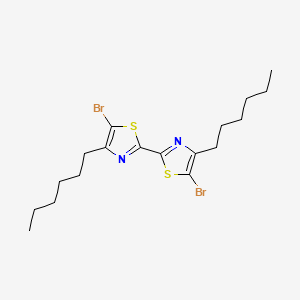 Chemical structure of 5,5'-Dibromo-4,4'-dihexyl-2,2'-bithiazole