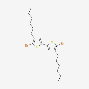 Chemical structure of 5,5'-Dibromo-4,4'-dihexyl-2,2'-bithiophene