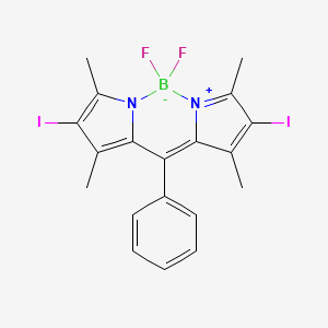 Chemical structure of 5,5-Difluoro-2,8-diiodo-1,3,7,9-tetramethyl-10-phenyl-5H-dipyrrolo[1,2-c:2',1'-f][1,3,2]diazaborinin-4-ium-5-uide