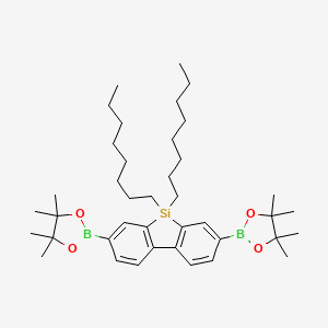 Chemical structure of 5,5-Dioctyl-3,7-bis(4,4,5,5-tetramethyl-1,3,2-dioxaborolan-2-yl)-5H-dibenzo[b,d]silole