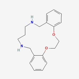 Chemical structure of 5,6,14,15-Dibenzo-1,4-dioxa-8,12-diazacyclopentadeca-5,14-diene