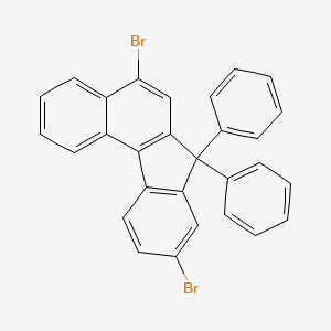 Chemical structure of 5,9-Dibromo-7,7-diphenyl-7H-benzo[c]fluorene