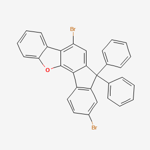 Chemical structure of 5,9-Dibromo-7,7-diphenyl-fluoreno[4,3-b]benzofuran