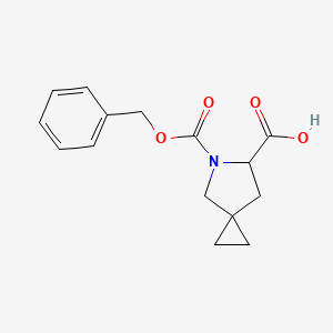 Chemical structure of 5-[(Benzyloxy)carbonyl]-5-azaspiro[2.4]heptane-6-carboxylic acid
