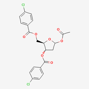 Chemical structure of 1-O-Acetyl-3,5-bis(4-chlorobenzoyl)-2-deoxy-D-ribose