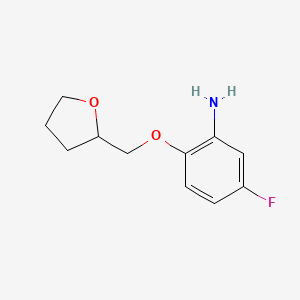 Chemical structure of 5-Fluoro-2-(oxolan-2-ylmethoxy)aniline