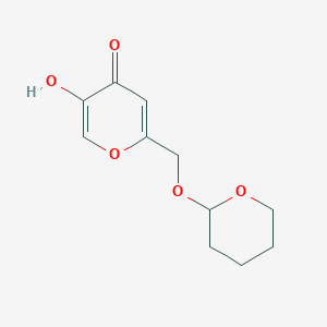 Chemical structure of 5-Hydroxy-2-(((tetrahydro-2H-pyran-2-yl)oxy)methyl)-4H-pyran-4-one
