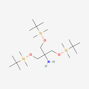 Chemical structure of 6-(((tert-Butyldimethylsilyl)oxy)methyl)-2,2,3,3,9,9,10,10-octamethyl-4,8-dioxa-3,9-disilaundecan-6-amine