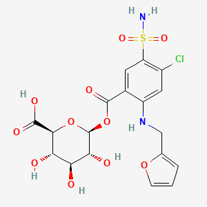 Chemical structure of 6-((4-Chloro-2-((furan-2-ylmethyl)amino)-5-sulfamoylbenzoyl)oxy)-3,4,5-trihydroxytetrahydro-2H-pyran-2-carboxylic acid