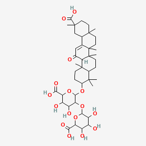 Chemical structure of 6-((6-Carboxy-2-((11-carboxy-4,4,6a,6b,8a,11,14b-heptamethyl-14-oxo-1,2,3,4,4a,5,6,6a,6b,7,8,8a,9,10,11,12,12a,14,14a,14b-icosahydropicen-3-yl)oxy)-4,5-dihydroxytetrahydro-2h-pyran-3-yl)oxy)-3,4,5-trihydroxytetrahydro-2h-pyran-2-carboxylic acid