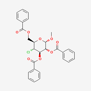 Chemical structure of Methyl 4-Chloro-4-deoxy-alpha-D-glucopyranoside Tribenzoate