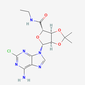 Chemical structure of 6-(6-amino-2-chloro-9H-purin-9-yl)-N-ethyl-2,2-dimethyltetrahydrofuro[3,4-d][1,3]dioxole-4-carboxamide