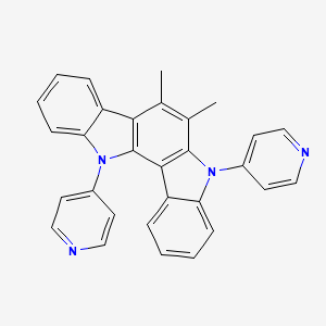 Chemical structure of 6,7-Dimethyl-5,12-di(pyridin-4-yl)-5,12-dihydroindolo[3,2-a]carbazole