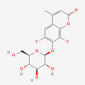 Chemical structure of 6,8-Difluoro-4-methylumbelliferyl-b-D-glucopyranoside