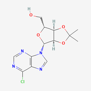 Chemical structure of 6-Chloro-9-[2,3-O-(1-methylethylidene)-beta-D-ribofuranosyl]-9H-Purine