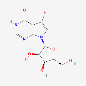 Chemical structure of 7-((2R,3R,4S,5R)-3,4-Dihydroxy-5-(hydroxymethyl)tetrahydrofuran-2-yl)-5-fluoro-3,7-dihydro-4H-pyrrolo[2,3-d]pyrimidin-4-one