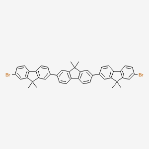 Chemical structure of 7,7''-Dibromo-9,9,9',9',9'',9''-hexamethyl-9H,9'H,9''H-2,2':7',2''-terfluorene