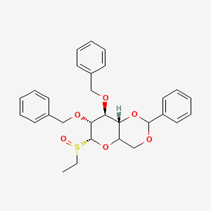Chemical structure of 7,8-Bis(benzyloxy)-6-(ethylsulfinyl)-2-phenylhexahydropyrano[3,2-d][1,3]dioxine