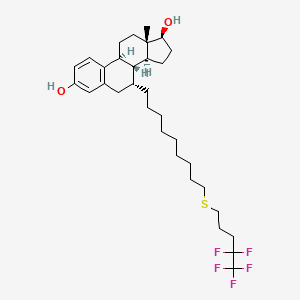 Chemical structure of 7α-[9-(4,4,5,5,5-Pentafluoropentylsulfanyl)nonyl]estra-1,3,5(10)-triene-3,17β-diol