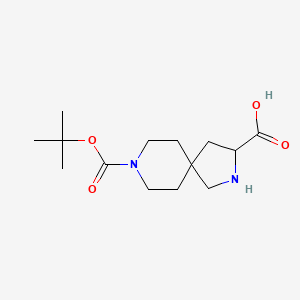 Chemical structure of 8-Boc-2,8-diazaspiro[4.5]decane-3-carboxylic acid