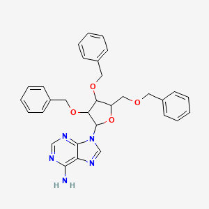 Chemical structure of 9-((2R,3S,4R,5R)-3,4-bis(benzyloxy)-5-((benzyloxy)methyl)tetrahydrofuran-2-yl)-9H-purin-6-amine