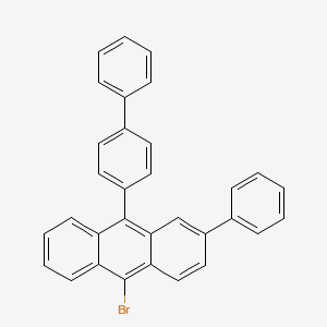 Chemical structure of 9-([1,1'-Biphenyl]-4-yl)-10-bromo-2-phenylanthracene