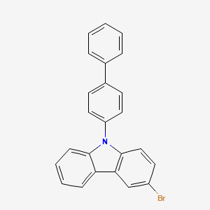 Chemical structure of 9-(4-Biphenylyl)-3-bromocarbazole