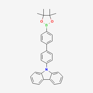 Chemical structure of 9-(4'-(4,4,5,5-Tetramethyl-1,3,2-dioxaborolan-2-yl)-[1,1'-biphenyl]-4-yl)-9H-carbazole