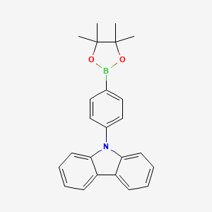 Chemical structure of 9-(4-(4,4,5,5-Tetramethyl-1,3,2-dioxaborolan-2-yl)phenyl)-9H-carbazole