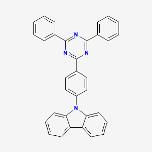 Chemical structure of 9-(4-(4,6-Diphenyl-1,3,5-triazin-2-yl)phenyl)-9H-carbazole