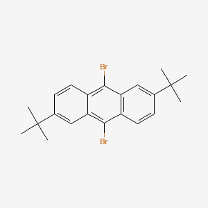 Chemical structure of 9,10-Dibromo-2,6-di-tert-butylanthracene