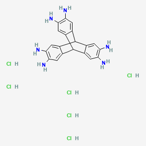 Chemical structure of 9,10-Dihydro-9,10-[1,2]benzenoanthracene-2,3,6,7,14,15-hexaaminehydrochloride