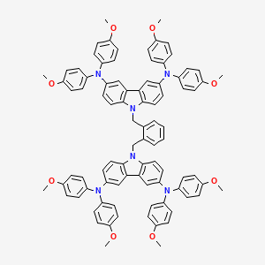 Chemical structure of 9,9'-(1,2-Phenylenebis(methylene))bis(N3,N3,N6,N6-tetrakis(4-methoxyphenyl)-9H-carbazole-3,6-diamine)