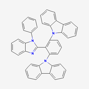 Chemical structure of 9,9'-(2-(1-Phenyl-1H-benzo[d]imidazol-2-yl)-1,3-phenylene)bis(9H-carbazole)