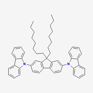 Chemical structure of 9,9'-(9,9-Dioctyl-9H-fluorene-2,7-diyl)bis(9H-carbazole)