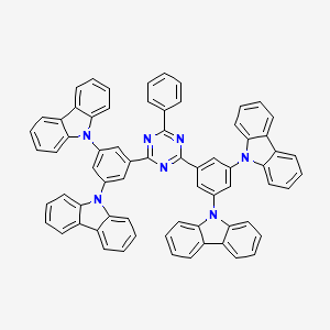 Chemical structure of 9,9',9'',9'''-((6-Phenyl-1,3,5-triazine-2,4-diyl)bis(benzene-5,3,1-triyl))tetrakis(9H-carbazole)