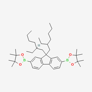 Chemical structure of 9,9-Bis(2-ethylhexyl)-2,7-bis(4,4,5,5-tetramethyl-1,3,2-dioxaborolan-2-yl)fluorene